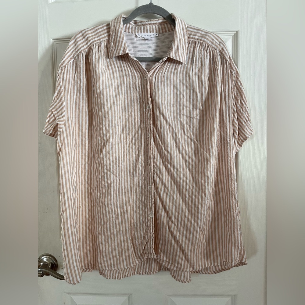 Jane and Delancey Beige Striped Men's Shirt